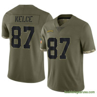 Mens Kansas City Chiefs Travis Kelce Olive Authentic 2022 Salute To Service Kcc216 Jersey C1089